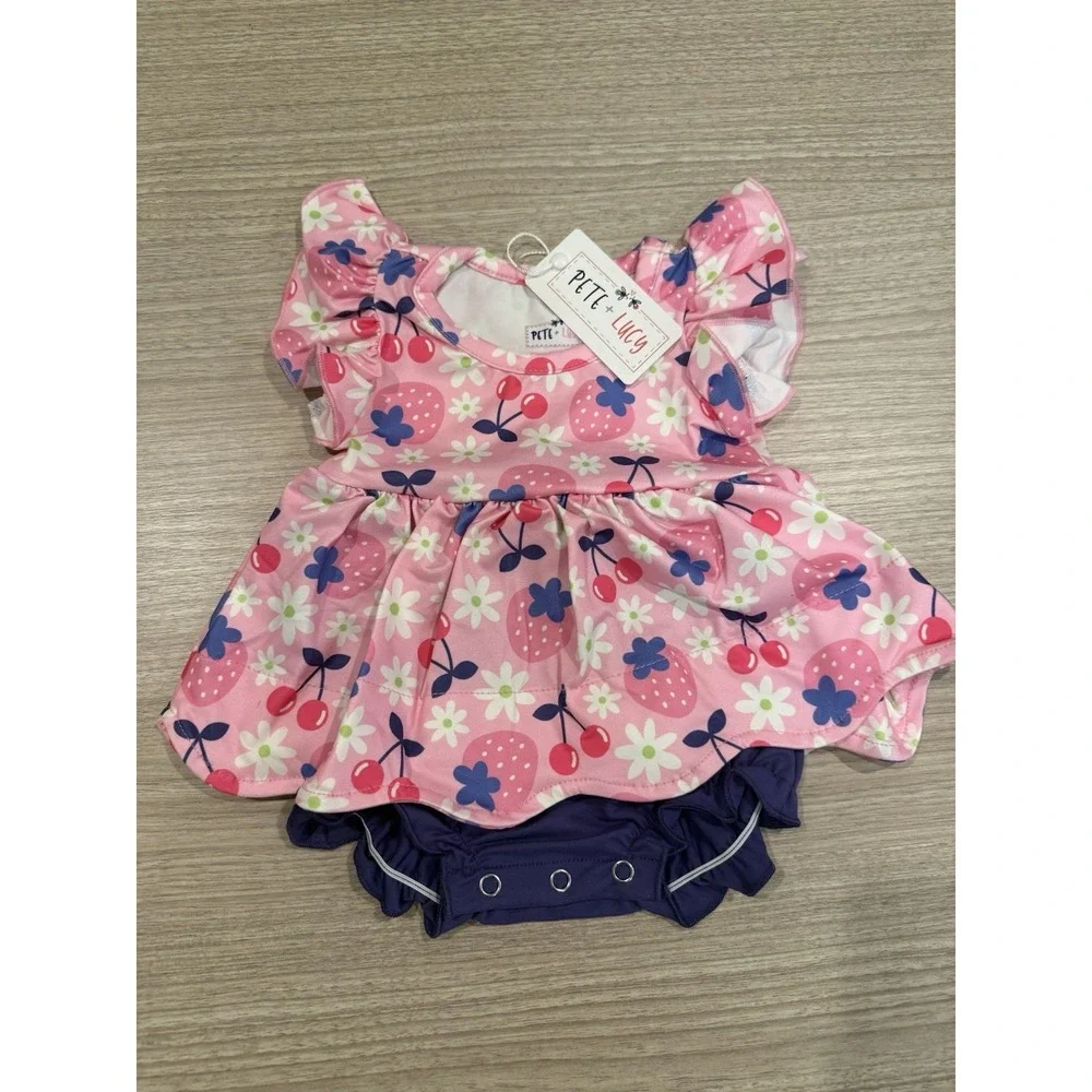 Pete + Lucy Cherry Berry Sweet Girl Romper 0-3 Months